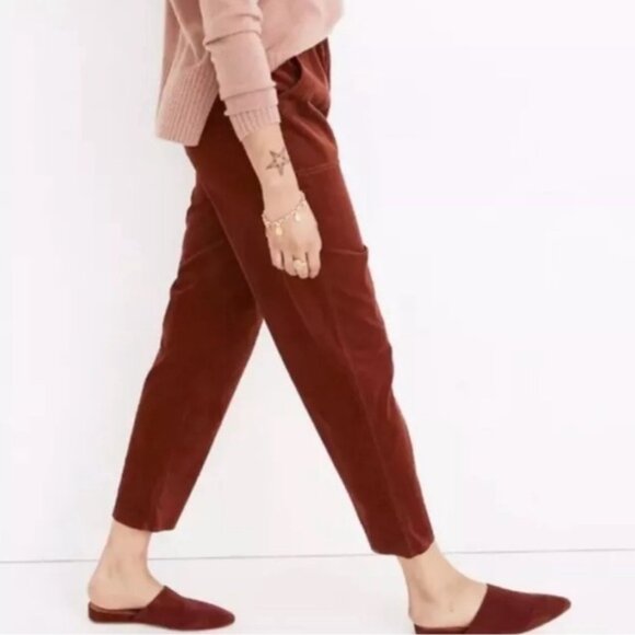 MADEWELL Huston Corduroy Zip Elastic Waist Straight Crop Pants COTTON Size SMALL - Picture 3 of 13